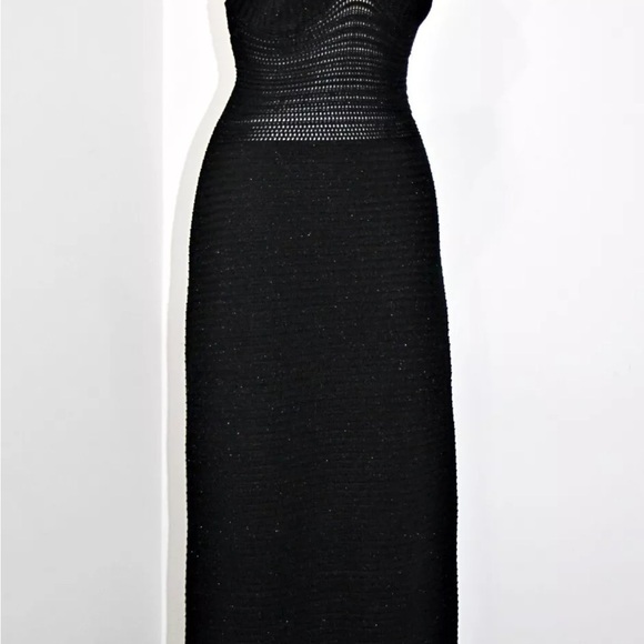 Torn by Ronny Kobo Madi Open-Back Knit Crochet Maxi Dress Black Size M - Picture 8 of 16
